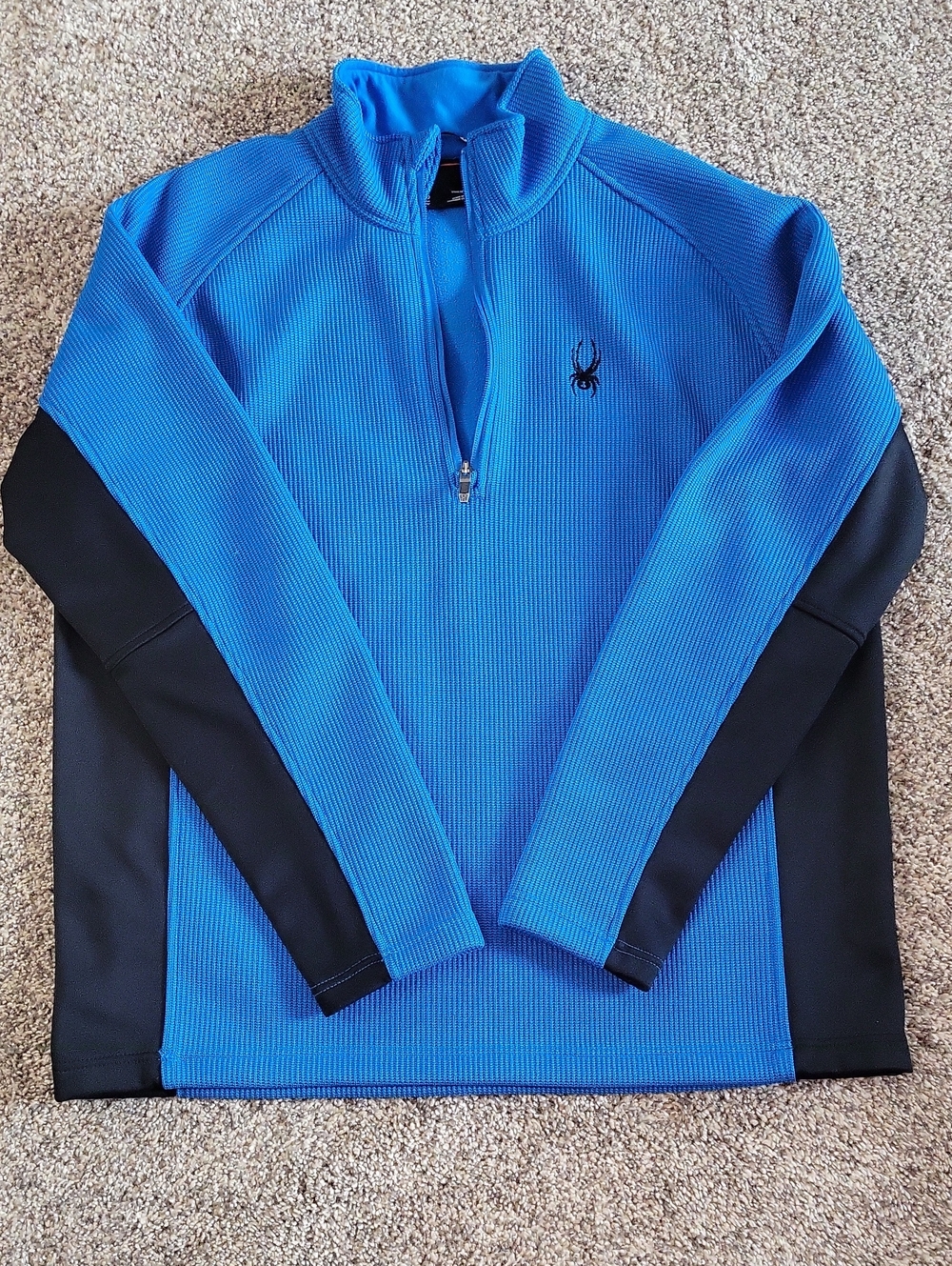 Spyder Men’s Blue and Black Quarter Zip-Front Sweater